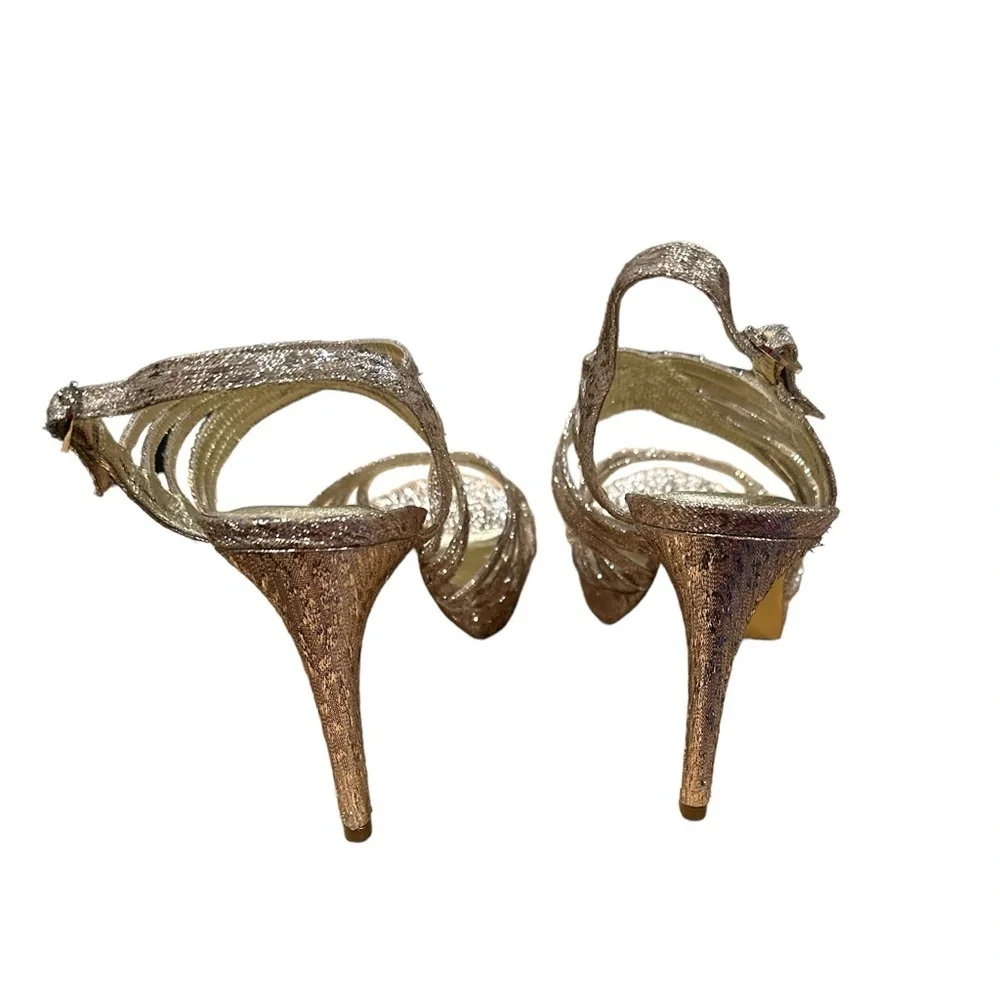ADRIANNA PAPELL BECKA WEDDING GUEST SHIMMER PLATFORM SLINGBACK OPEN TOE SHOES 8